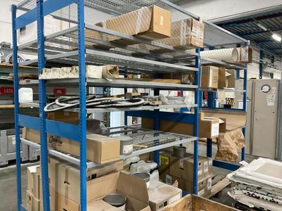 Overview picture of steel rack, 4 sections