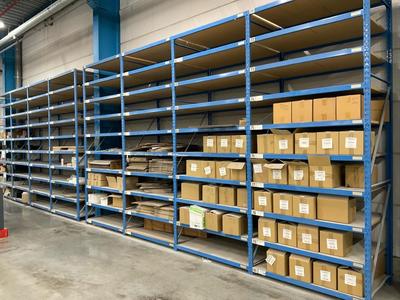 Overview picture of steel rack, 8 sections