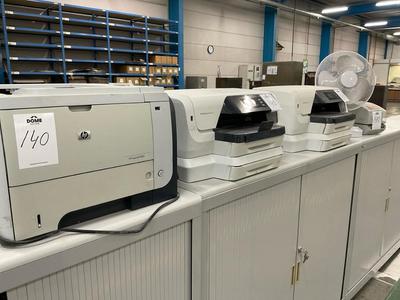 Overview picture of lot of 3 various printers, etc