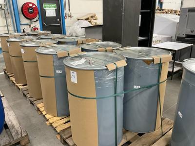 Overview picture of Epple drums with printing color paint (11x)