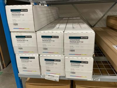 Overview picture of lot of various matt paper, base satin paper, etc approx. 18 boxes