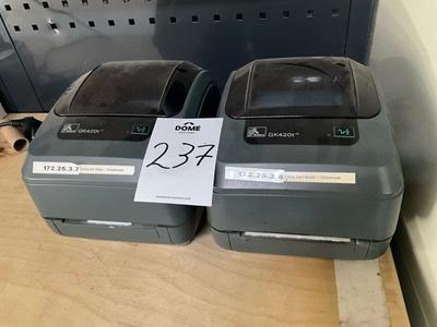 Overzichtsfoto van Zebra GK420t Labelprinter (2x)