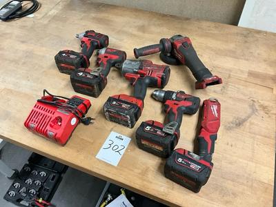 Overview picture of milwaukee battery powered tool set